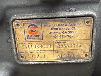 Allison 1000 Transmission for a 2010 Freightliner MT55 Chassis