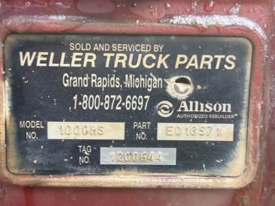 Allison 1000 HS Transmission for a 2011 Workhorse Custom Chassis W62