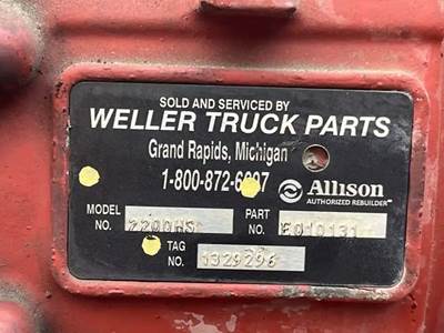 Allison 2200 HS Transmission for a 2006 Freightliner MT55 Chassis