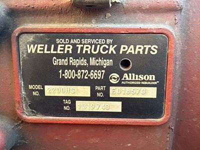 Allison 2200 HS Transmission for a 2011 Workhorse Custom Chassis W62