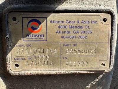 Allison 2200 HS Transmission for a 2011 Workhorse Custom Chassis W62