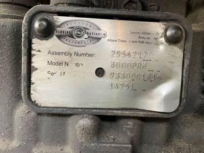 Allison 3000PRM Transmission for a 2002 Freightliner CONDOR LOW CAB FORWARD