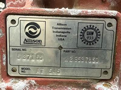 Allison AT545 Transmission for a 2000 Freightliner FS65 Chassis