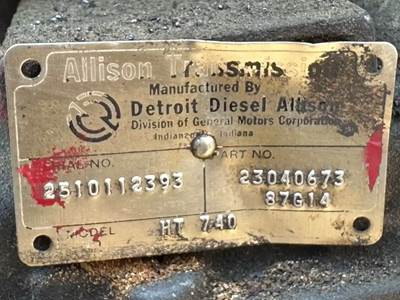 Allison HT740 Transmission for a 1987 Pierce Lance
