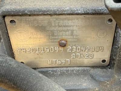 Allison MT647 Transmission for a 1988 Pemfab Imperial T-942A