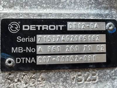 Detroit DT12-DA Transmission for a 2019 Freightliner Cascadia 126