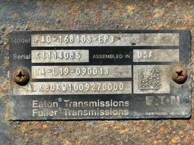 Eaton-Fuller FAO16810S-EP3 Transmission for a 2016 Kenworth T680