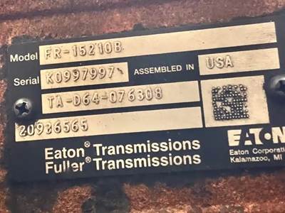 Eaton-Fuller FR-15210B Transmission for a 2014 Mack CXU613T