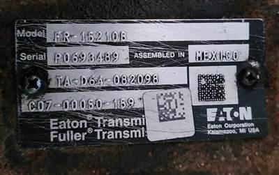 Eaton-Fuller FR-15210B Transmission for a 2014 Freightliner Cascadia 125