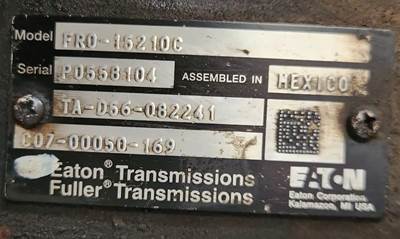 Eaton-Fuller FRO15210C Transmission for a 2012 Freightliner Cascadia 125