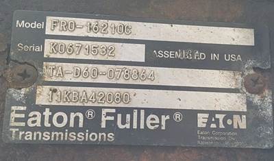 Eaton-Fuller FRO16210C Transmission for a 2012 Mack CXU613