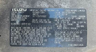 Isuzu 4HK1TC Engine for a 2014 Isuzu NPR-HD