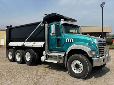 Mack Granite GU713 Tri Axle Dump Truck - MP8 455HP, 6 Speed Allison Rds Automatic, 16' Dump