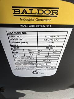 Baldor 350 KW Generator For Sale, 673 Hours | Decatur, TX | 14463785 ...