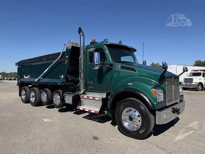Kenworth T880S Quad Axle Dump Truck - Paccar 485HP, 18 Speed Endurant Automatic, 19' Dump