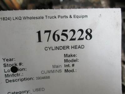 Cummins 6CTA 8.3 Cylinder Head for a Cummins 6CTA-8.3