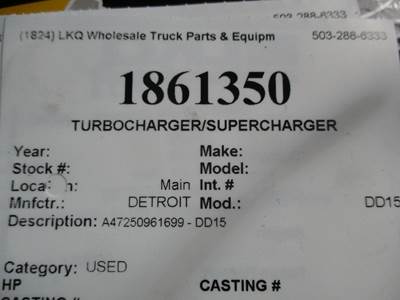 Detroit DD15 Turbocharger / Supercharger