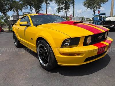 2005 FORD MUSTANG GT; GAS POWERED; AUTOMATIC TRANSMISSION; 4.6L V8 ENGINE; BLACK LEATHER SEATS; CUSTOM RED TRIM ACCENTS