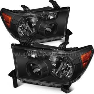 16 Pair Of 2008-2017-2007-2013 for Toyota Tundra Headlight | Black Housing Amber Reflector