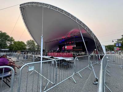 Saddlespan Tent Concert Shell Including Storage Sea Cans
