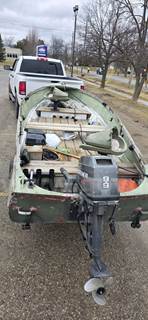 14ft Aluminum Fishing Boat + 9.9HP Mariner (Runs Great) + GPS Fishfinder – Turn Key
