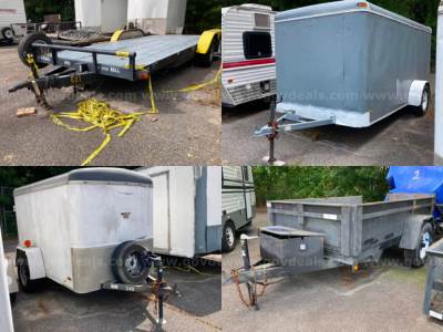 16 Lots: Variety of Enclosed and Flatbed Trailers