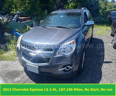 2013 Chevrolet Equinox LS 2.4L SPORT UTILITY 4-DR, No Start, No run, 107,198 miles