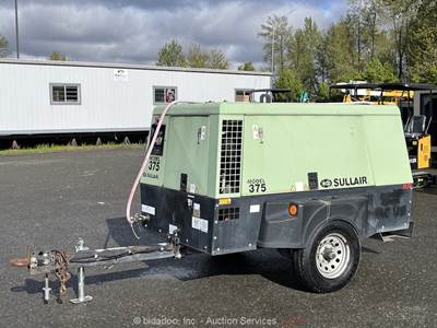 2012 Sullair 375 CA3 375 CFM Towable Air Compressor CAT C4.4 Diesel bidadoo