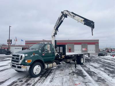 2012 Ford F-750 11K Knuckle Boom Crane 19' Flatbed Truck PTO A/T Cummins bidadoo
