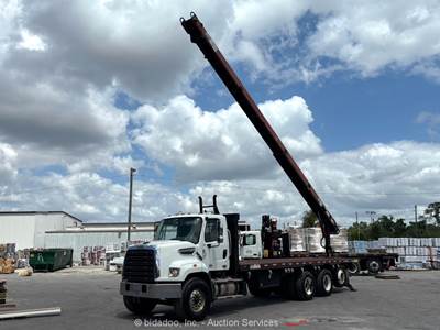 2015 Freightliner 108SD 40' Tri-Axle Conveyor Boom Truck 28' Flatbed bidadoo