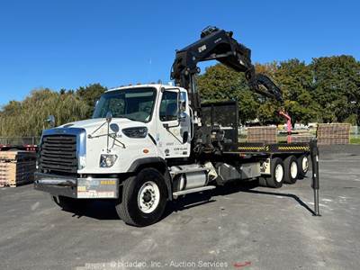 2015 Freightliner 114SD Tri/A 22' Flatbed Knuckle Boom Crane Truck DD13 bidadoo