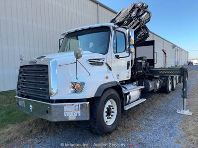 2015 Freightliner 114SD Tri/A 22' Flatbed Knuckle Boom Crane Truck DD13 bidadoo