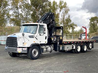 2018 Freightliner 114SD 64' Hiab Knuckle Boom Crane Flatbed Truck PTO bidadoo