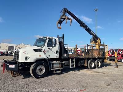 2016 Freightliner 114SD T/A BuiltRite Grapple Crane Flatbed Rail Truck bidadoo