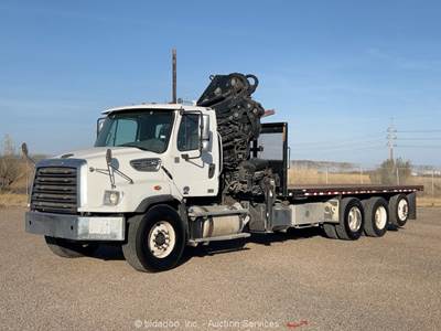 2015 Freightliner 114SD Tri/A Flatbed Knuckleboom Crane Truck bidadoo -Repair