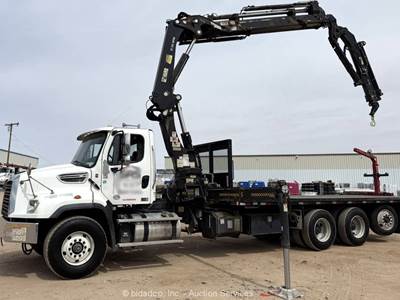 2016 Freightliner 114SD Tri/A HIAB Knuckle Boom 23' Flatbed Truck PTO AT bidadoo