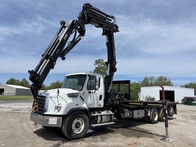 2016 Freightliner 114SD Tri/A HIAB Knuckle Boom 23' Flatbed Truck PTO AT bidadoo