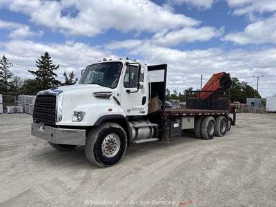 2015 Freightliner 114SD 5 Ton Knuckle Boom Crane Truck 24' Flatbed DD13 bidadoo