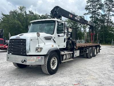2016 Freightliner 114SD Tri/A 61' Hiab Boom Crane 24' Flatbed Truck A/T bidadoo
