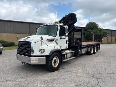 2015 Freightliner 114SD Tri/A HIAB Knuckle Boom 22' Flatbed Truck PTO AT bidadoo