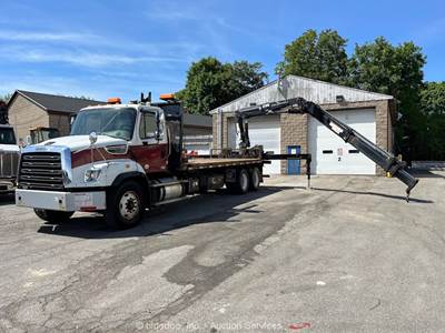 2015 Freightliner 114SD HIAB Knuckle Boom 20' Flatbed Truck PTO A/T bidadoo