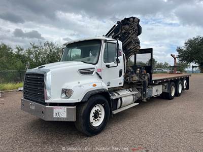 2015 Freightliner 114SD Tri/A HIAB Knuckle Boom 22' Flatbed Truck PTO bidadoo