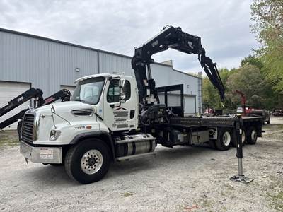 2016 Freightliner 114SD Tri/A Knuckle Boom Crane Flatbed Truck DD13 PTO bidadoo
