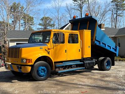 2002 International 4700 8' S/A Crew Cab Dump Truck Diesel Utility Box bidadoo