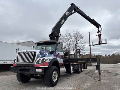 2012 International 7600 4/A 4 Ton Knuckle Drywall Crane Truck 56' Boom bidadoo