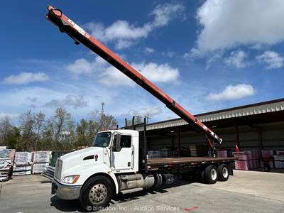 2019 Kenworth T370 T/A Conveyor Boom Truck Flatbed Cleasby Paccar A/T bidadoo