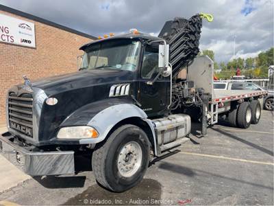 2013 Mack GU-813 5K Hiab Knuckle Boom Crane Truck Flatbed A/T bidadoo -Repair