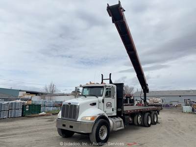 2016 Peterbilt 348 28’ Flatbed Conveyor Truck Cleasby 40’ Boom PTO A/T bidadoo
