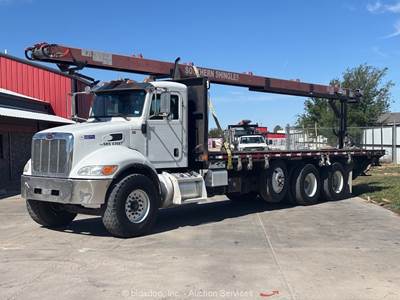 2016 Peterbilt 348 28’ Flatbed Conveyor Truck Cleasby 40’ Boom PTO A/T bidadoo