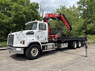 2016 Western Star 4700SB Flatbed Telescopic Knuckle Boom Crane Truck PTO bidadoo